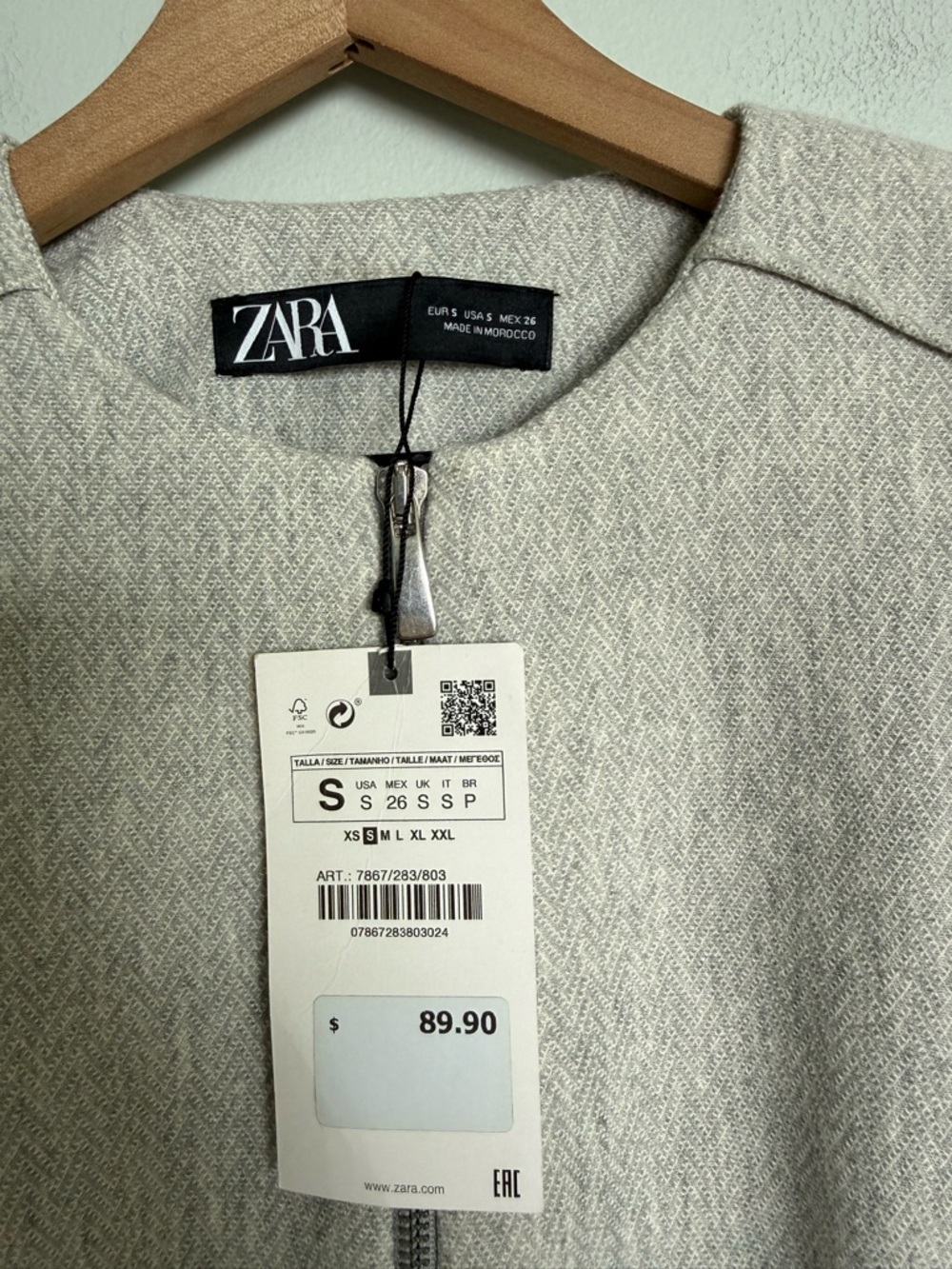 Zara Zip Up Grey Light Weight Coat - Picture 4 of 6